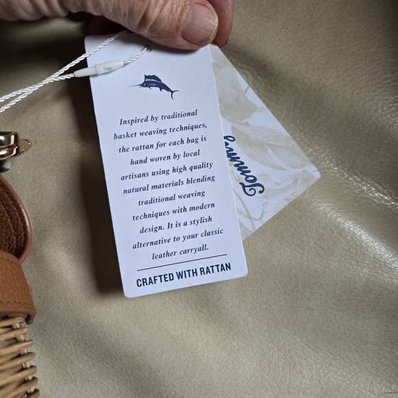 New Tommy Bahama Bag Rattan Brown Tan Crossbody Strap Handbag Purse Convertible - Picture 7 of 15